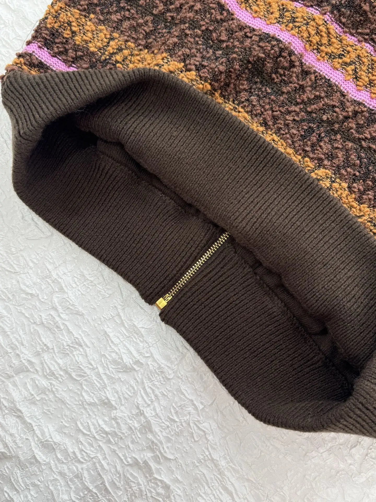 Striped Bouclé Knit Zip-Up Hoodie D44520496 — view 13