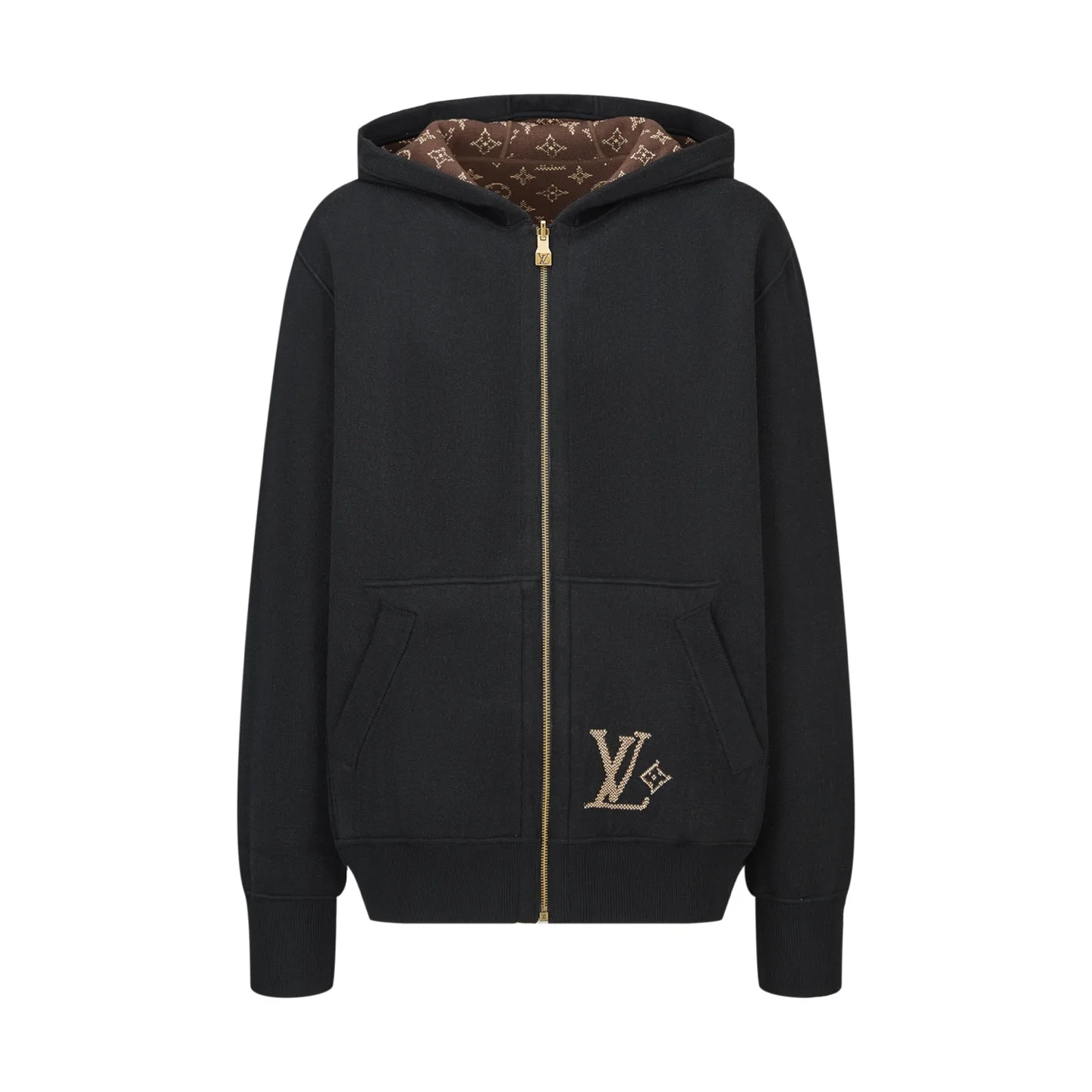 Reversible Monogram Jacquard Knit Zip-Up Hoodie D45020524