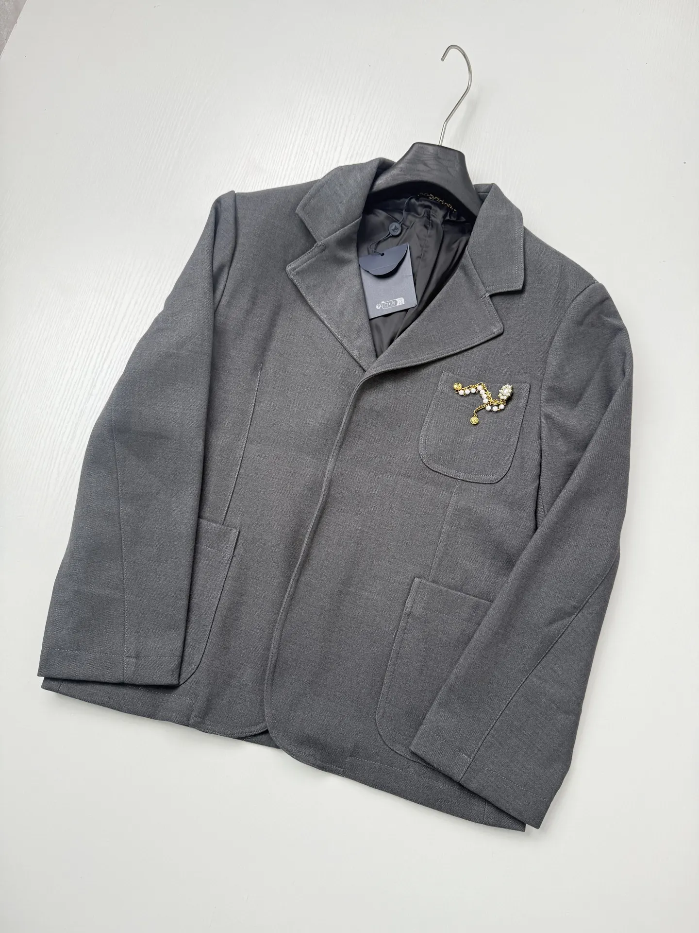 Pearl-Embellished Chain Tailored Jacket D46021998 — view 3
