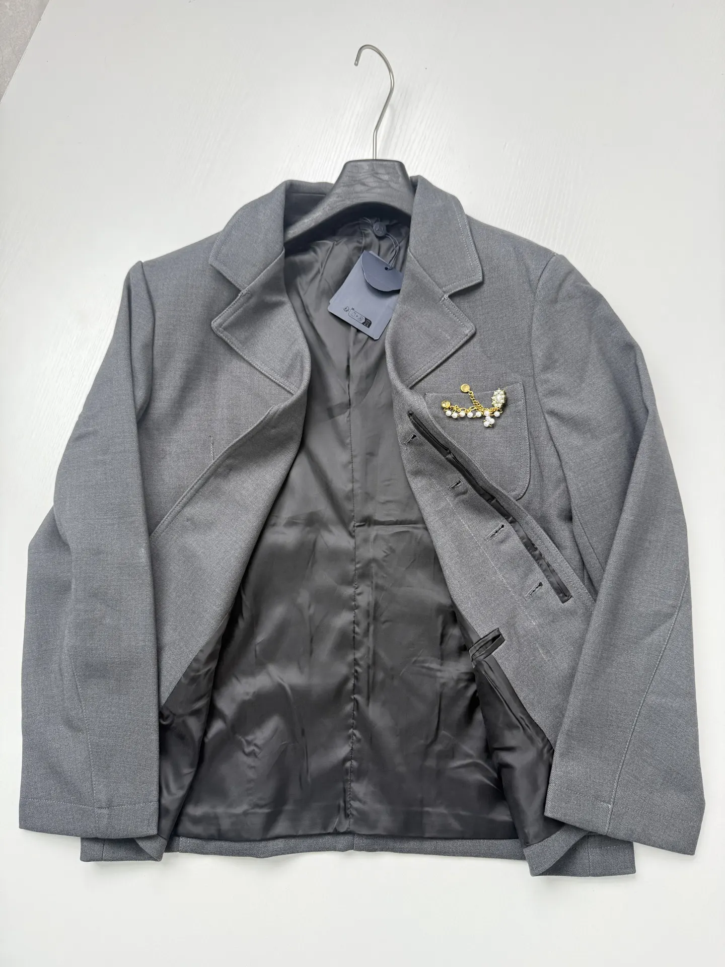 Pearl-Embellished Chain Tailored Jacket D46021998 — view 9