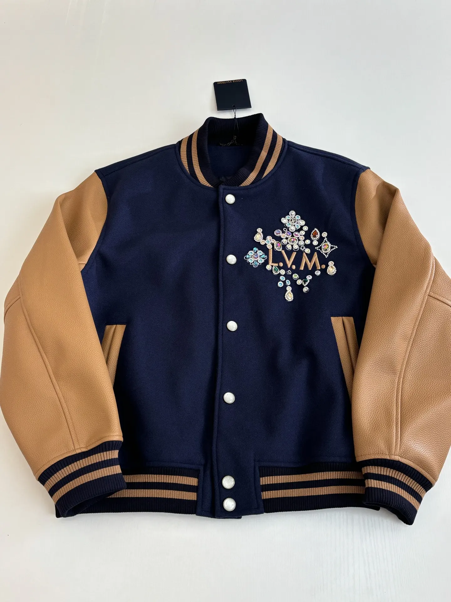 Beaded and Crystal-Embellished Wool Varsity Jacket D48022010 — view 3