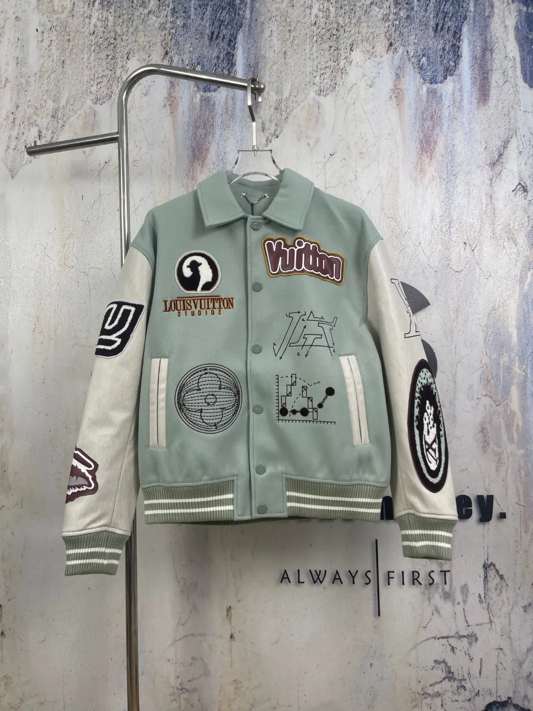 Embroidered Patchwork Wool-Blend Varsity Jacket D51024759