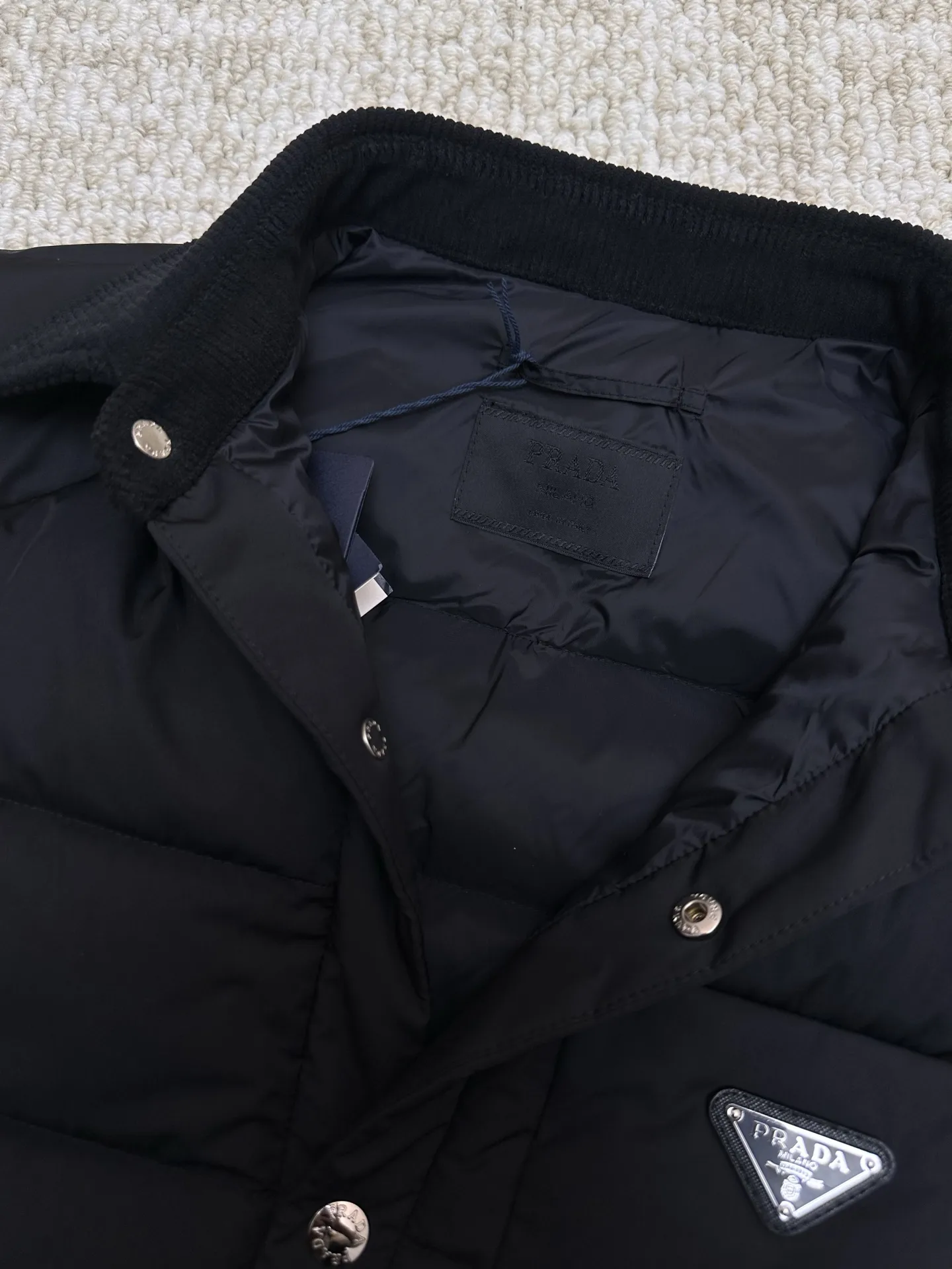 Logo-Patch Quilted Down Jacket with Ribbed Collar D56020507 — view 8