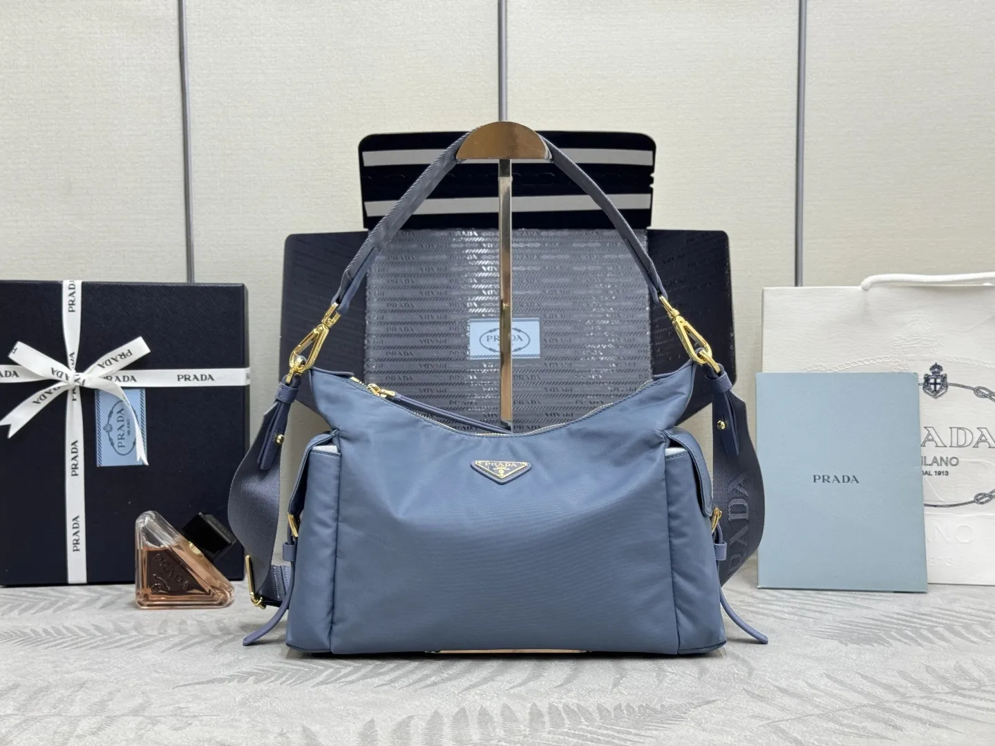 Re-Nylon and Leather Shoulder Bag D76018577