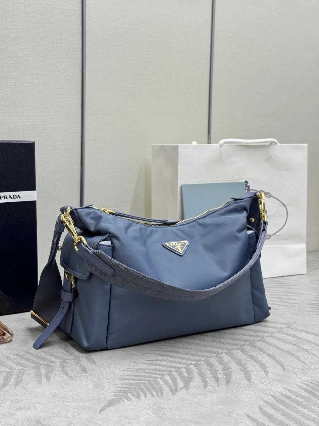 Re-Nylon and Leather Shoulder Bag D76018577 — view 3