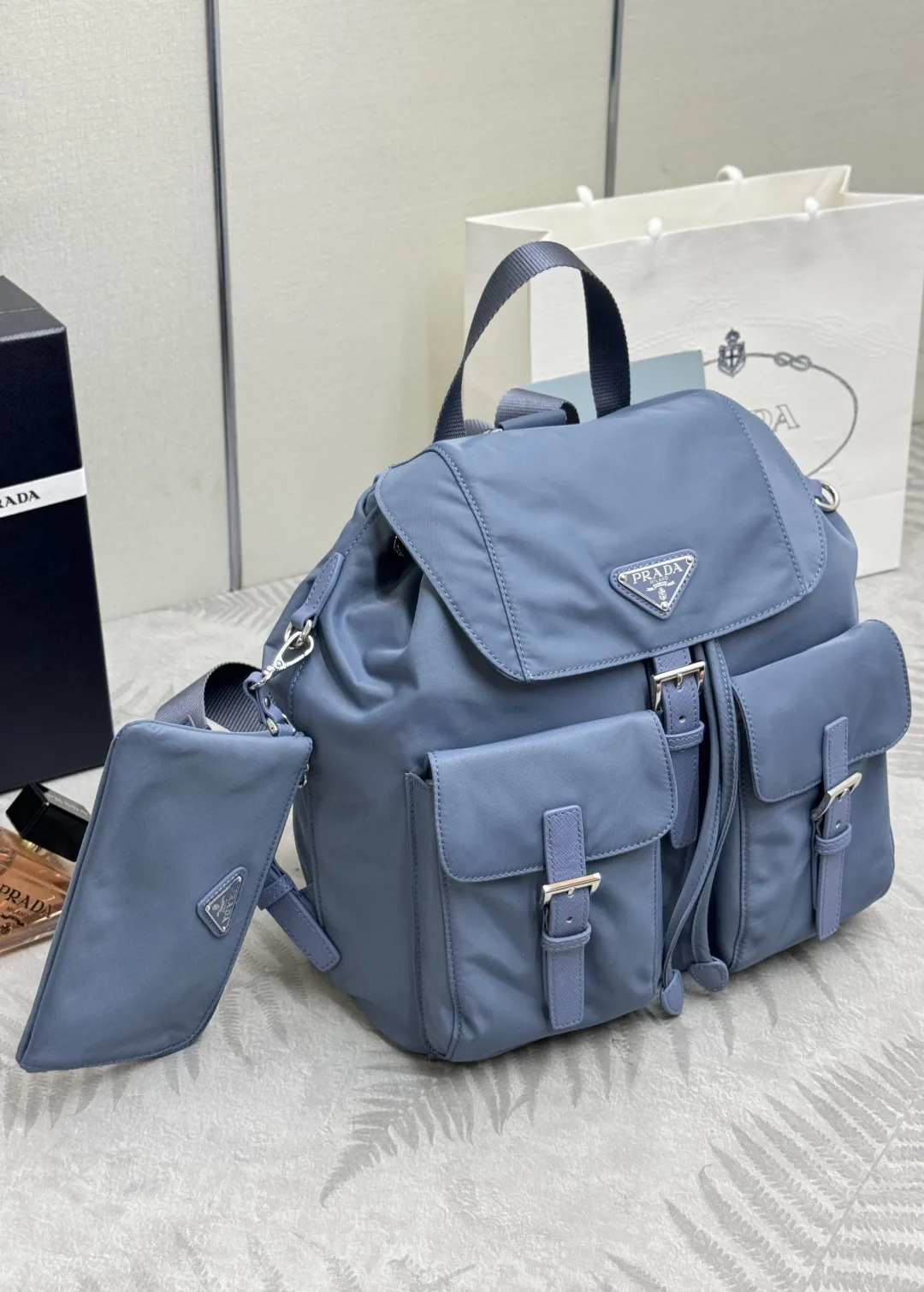 Nylon & Saffiano Leather Backpack D76018574 — view 3