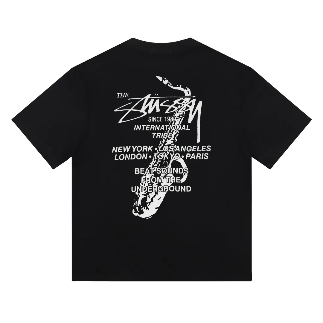 Saxophone Graphic Print Cotton T-Shirt D4816126 — view 5