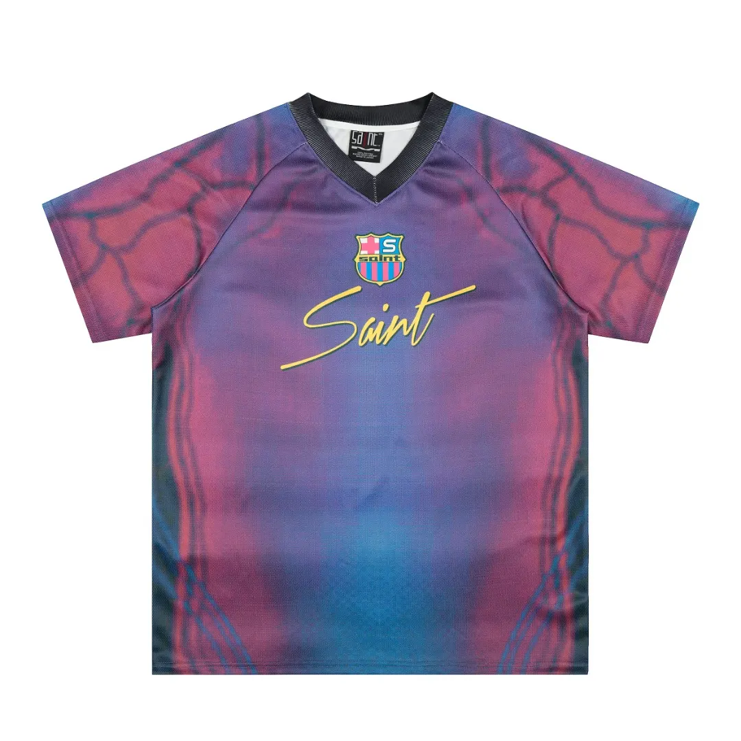 Saint Michael Graphic Print V-Neck Jersey T-Shirt D8811927 — view 2