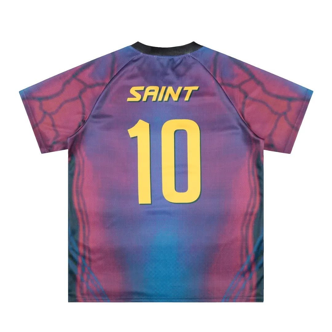 Saint Michael Graphic Print V-Neck Jersey T-Shirt D8811927 — view 3