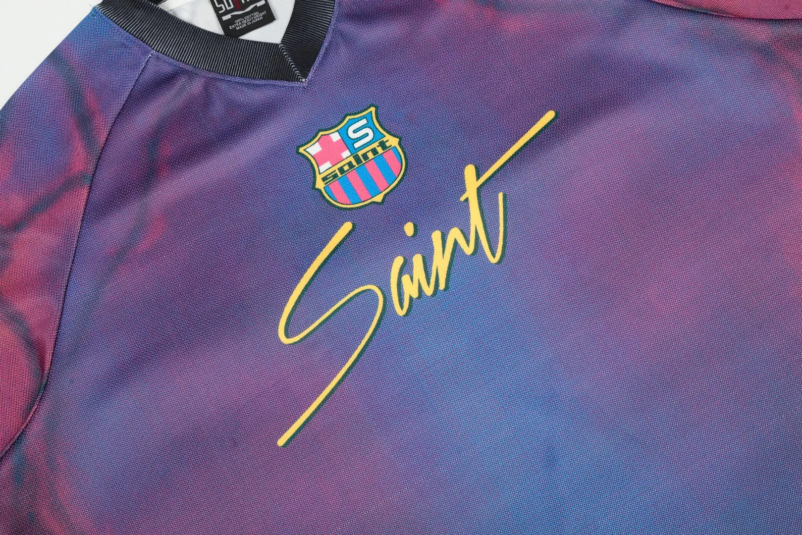 Saint Michael Graphic Print V-Neck Jersey T-Shirt D8811927 — view 5