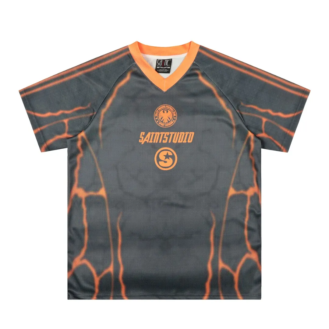 Saint Michael Graphic Print V-Neck Jersey D8811923 — view 2