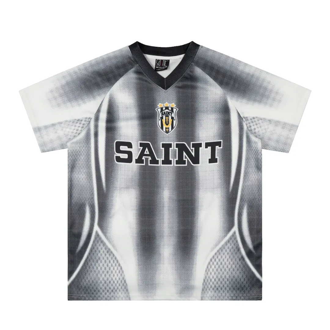 Saint Michael Graphic Print V-Neck Jersey D8811922 — view 2