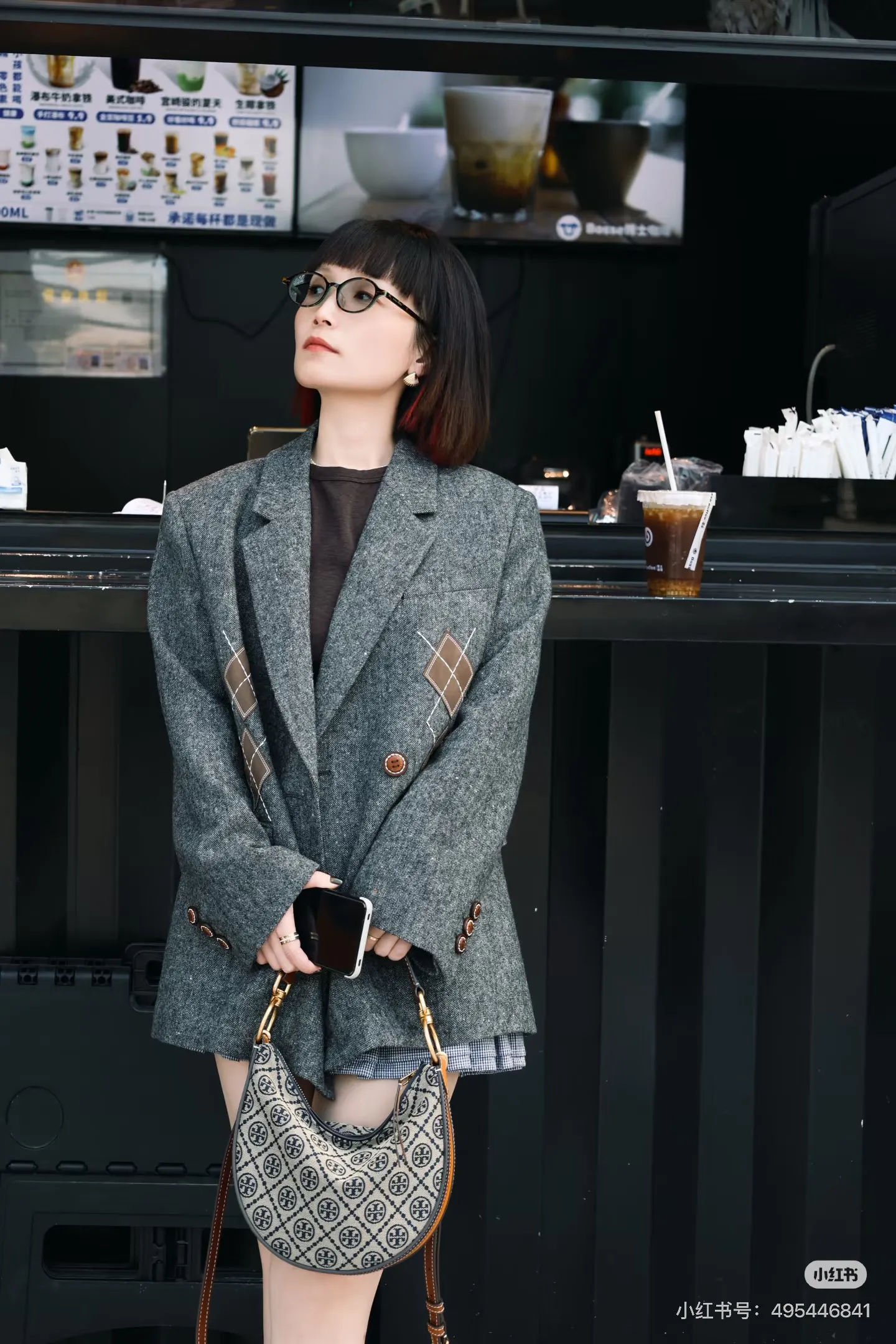 TB Mini Jacquard Crescent Bag D32018033
