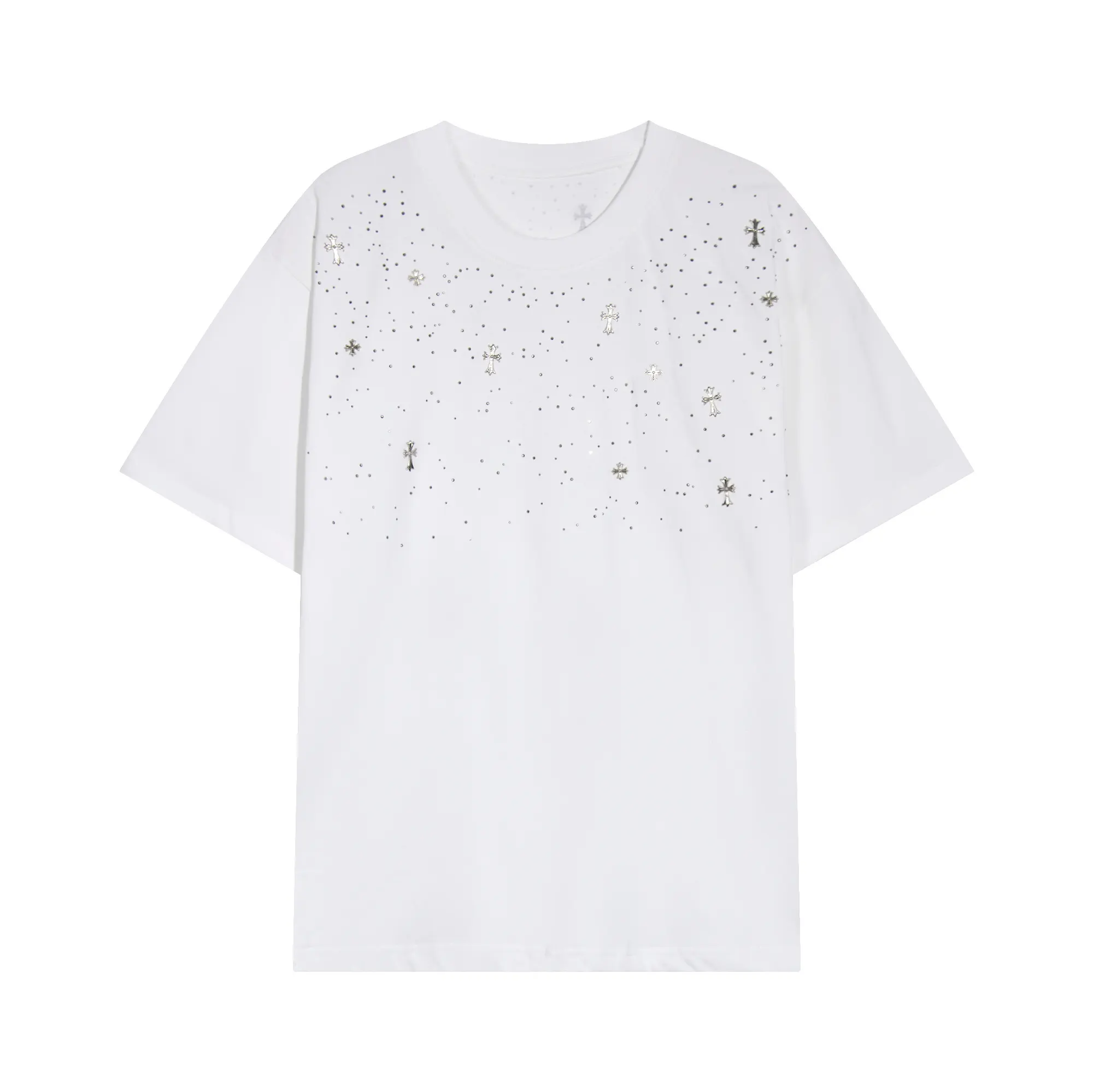 Embellished Cross Patch Cotton T-Shirt D11512025