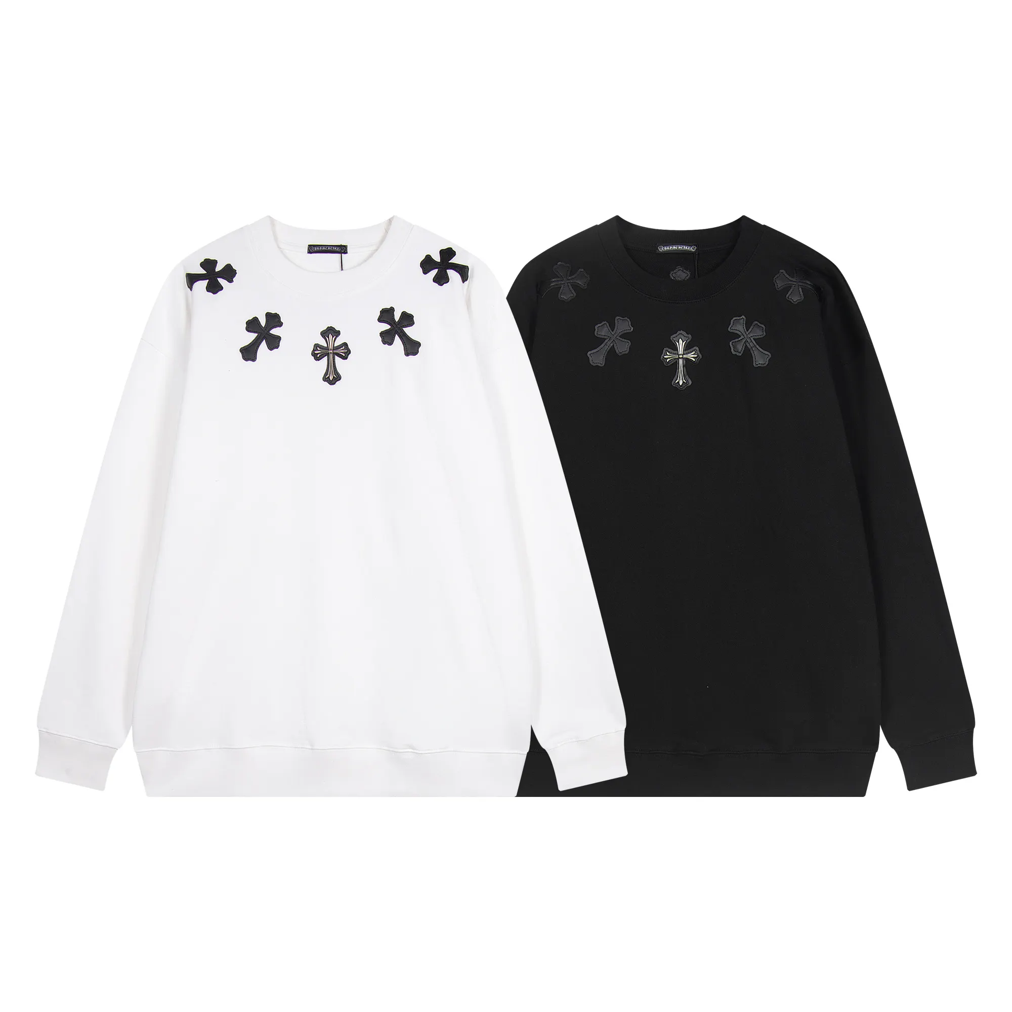 Leather Cross Patch Crew-Neck Sweatshirt D9515948