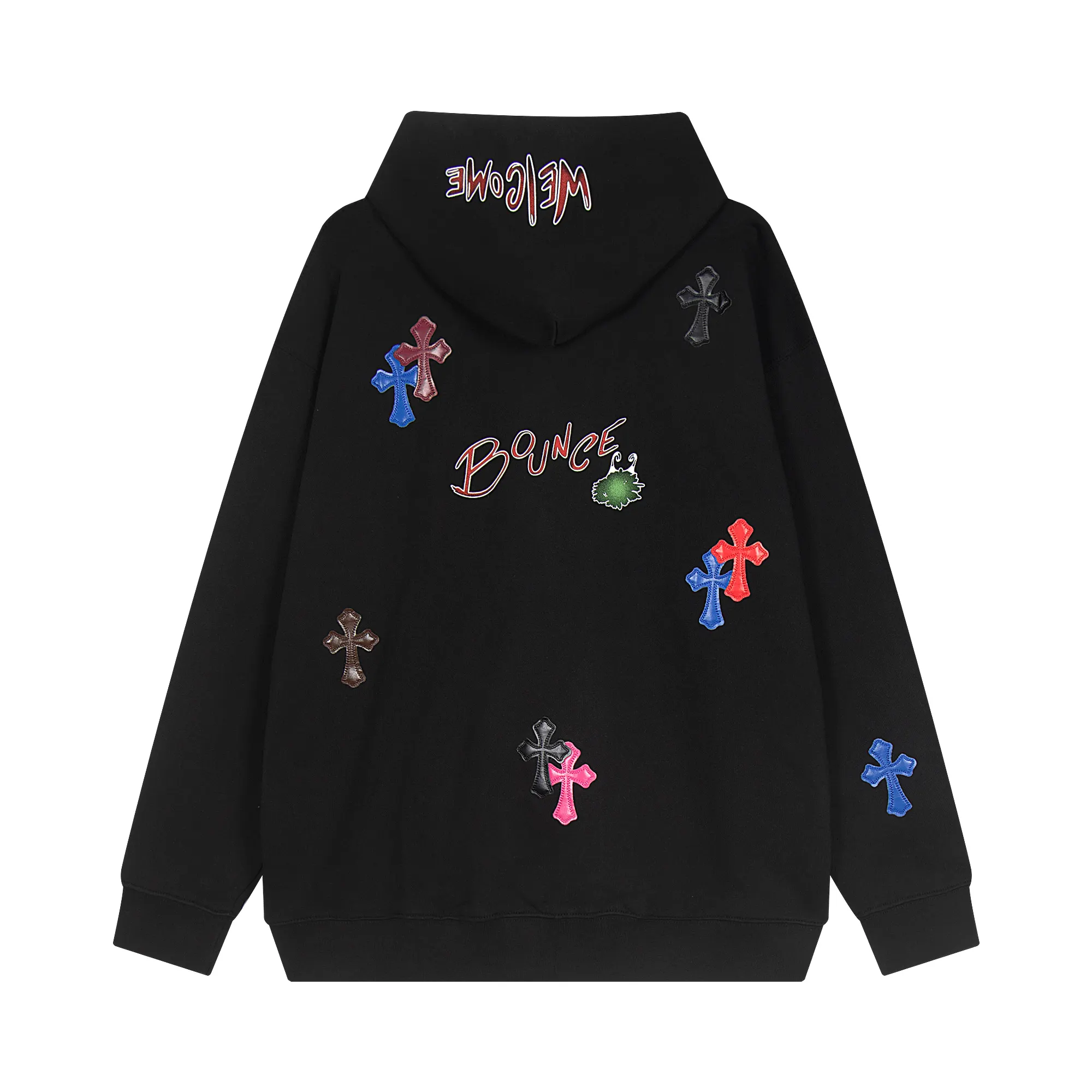 Multi-Color Leather Patch Cross Hoodie D14515930 — view 2