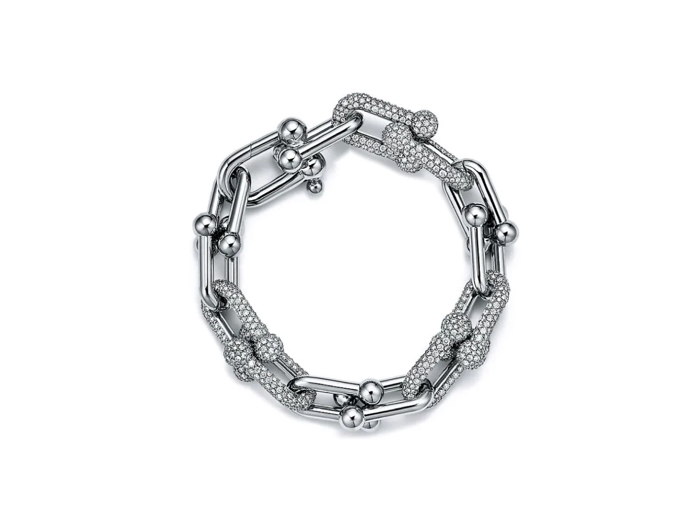 HardWear Pavé Diamond Link Bracelet (18K White Gold-Plated) D18017340