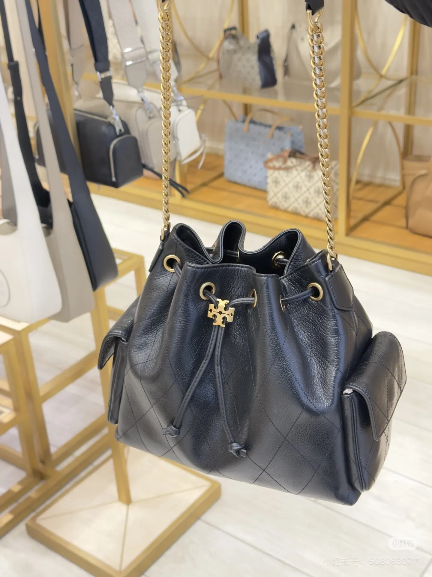 Charlie Quilted Leather Bucket Bag D35518028 — view 3