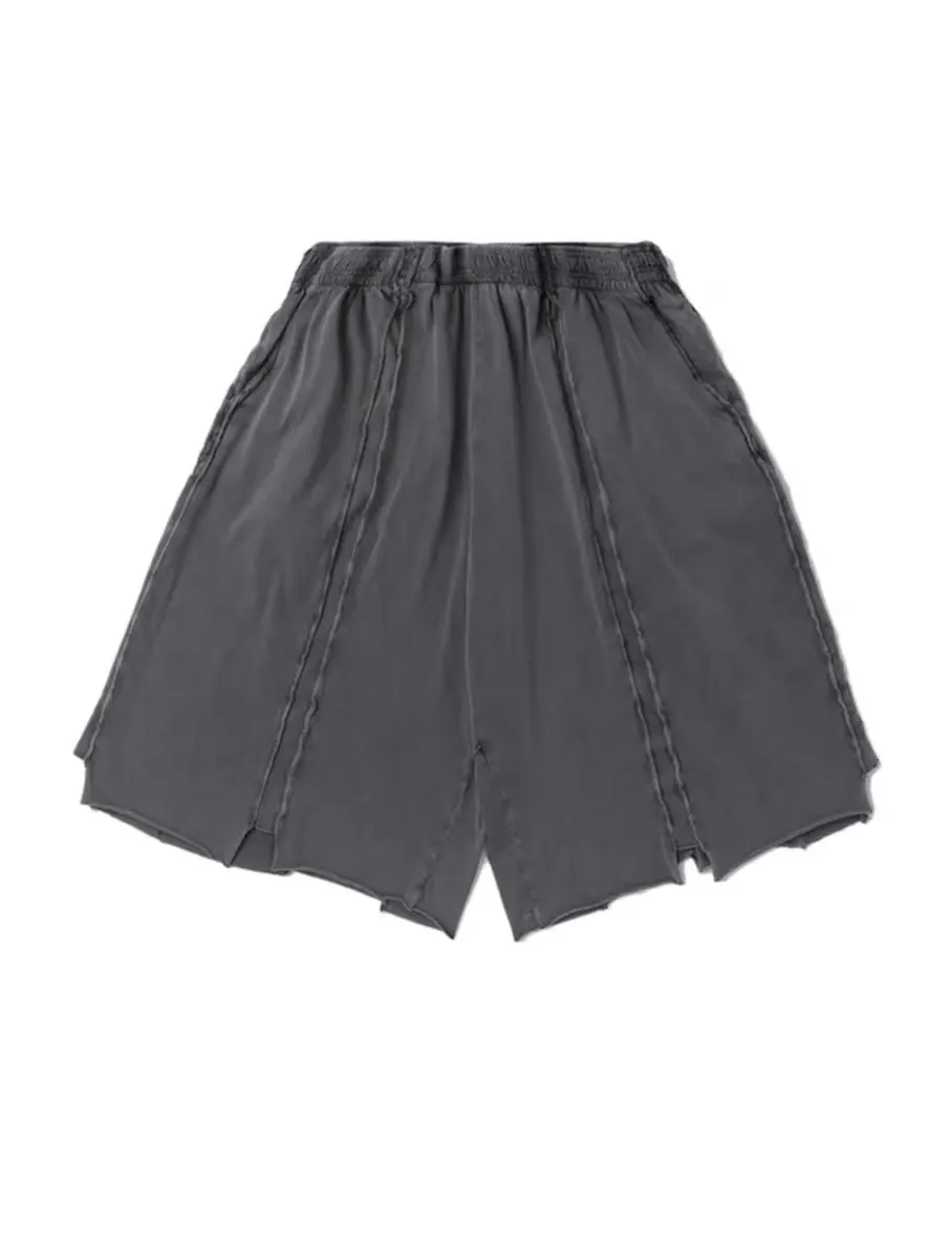 Panelled Washed Cotton Shorts D20013157