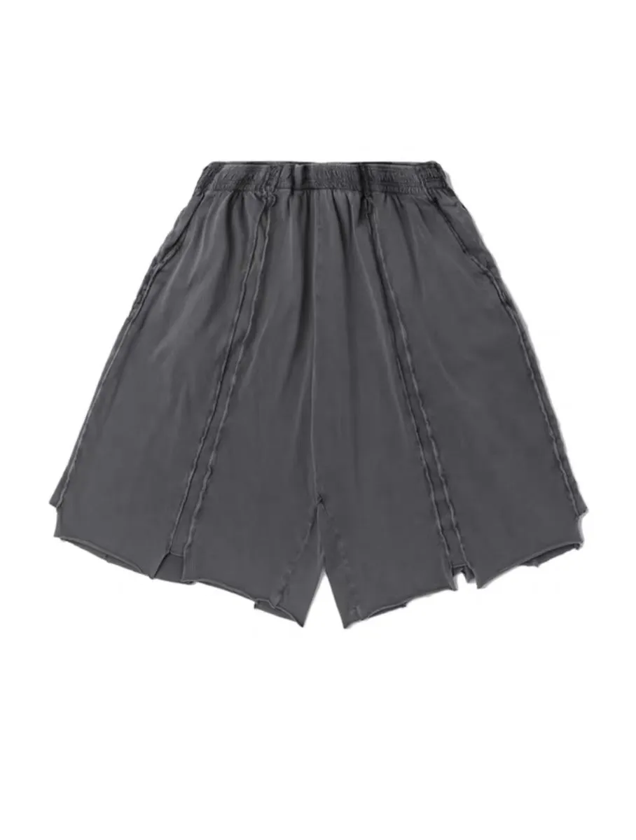 Panelled Washed Cotton Shorts D20013157