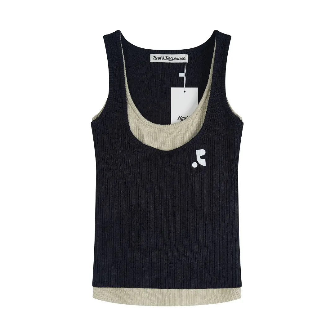 Layered Ribbed Knit Tank Top D4515992