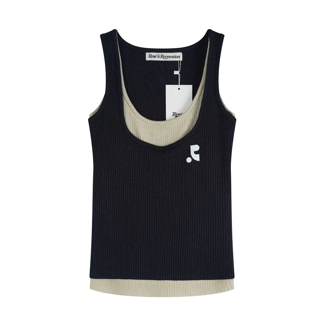 Layered Ribbed Knit Tank Top D4515992