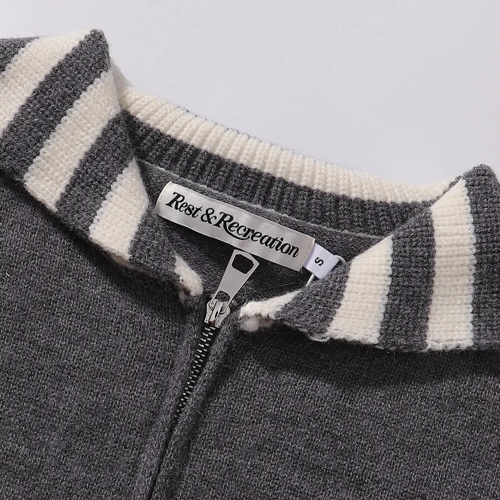 Striped Sailor Collar Zip-Up Knit Cardigan D11816009 — view 4