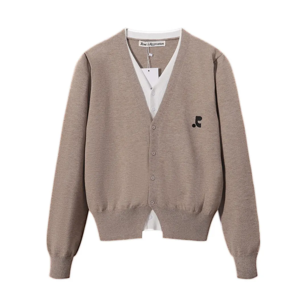 Layered-Effect V-Neck Knit Cardigan D7815985 — view 2