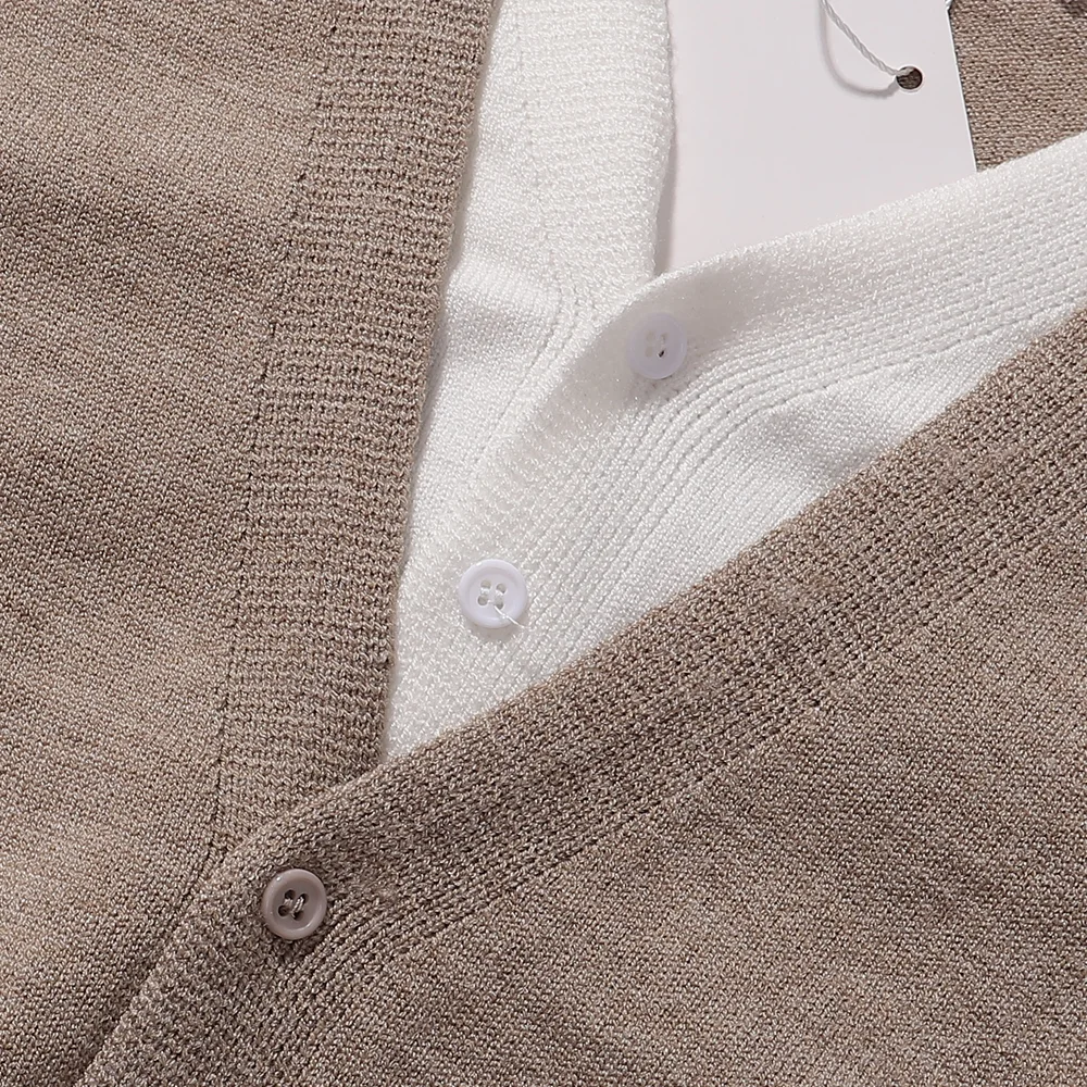 Layered-Effect V-Neck Knit Cardigan D7815985 — view 5