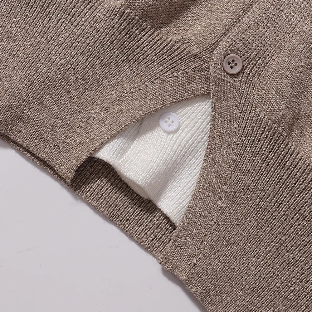 Layered-Effect V-Neck Knit Cardigan D7815985 — view 7