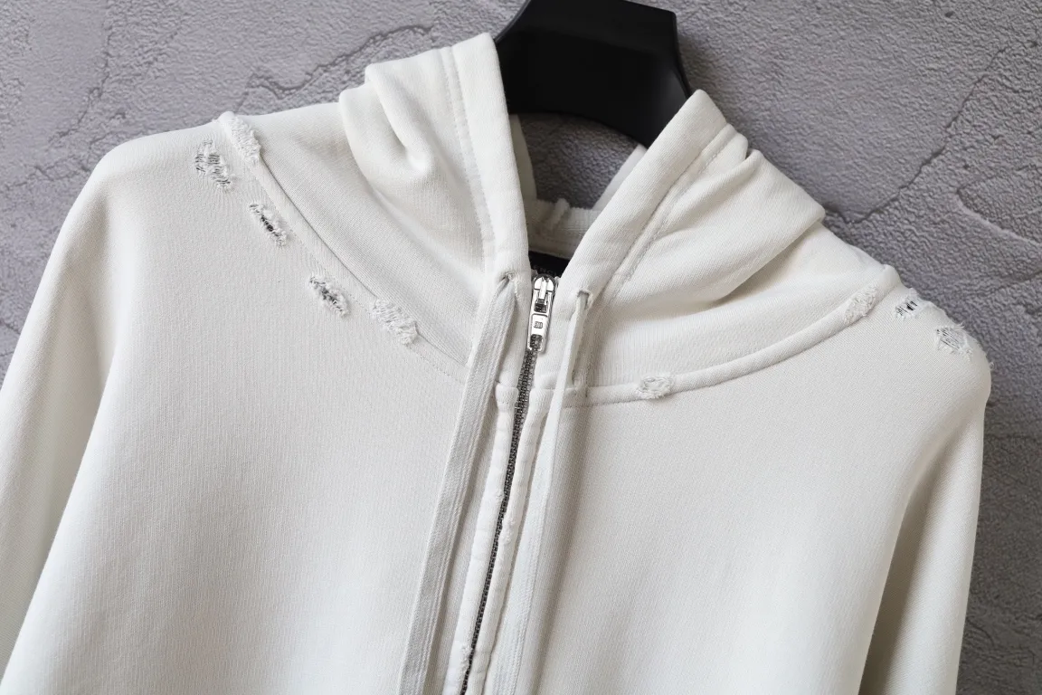 Distressed Logo Print Zip-Up Hoodie D30922628 — view 5