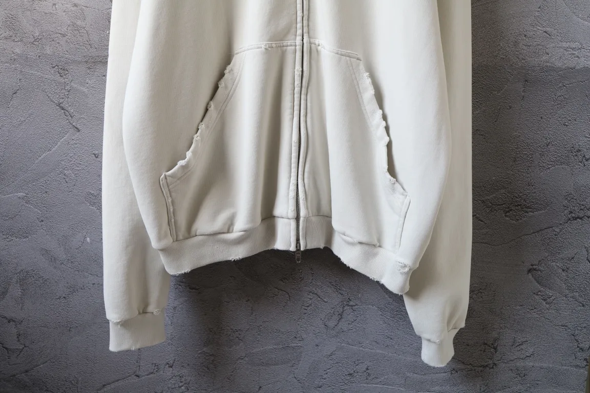 Distressed Logo Print Zip-Up Hoodie D30922628 — view 6
