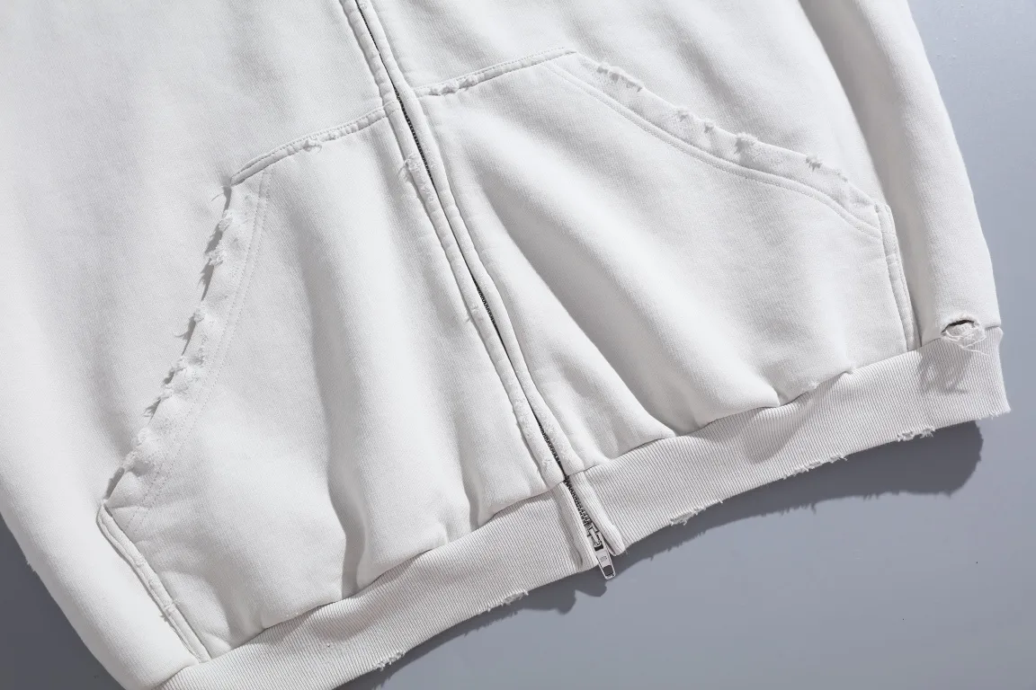 Distressed Logo Print Zip-Up Hoodie D30922628 — view 14