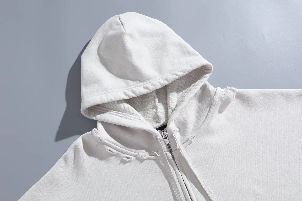 Distressed Logo Print Zip-Up Hoodie D30922628 — view 15