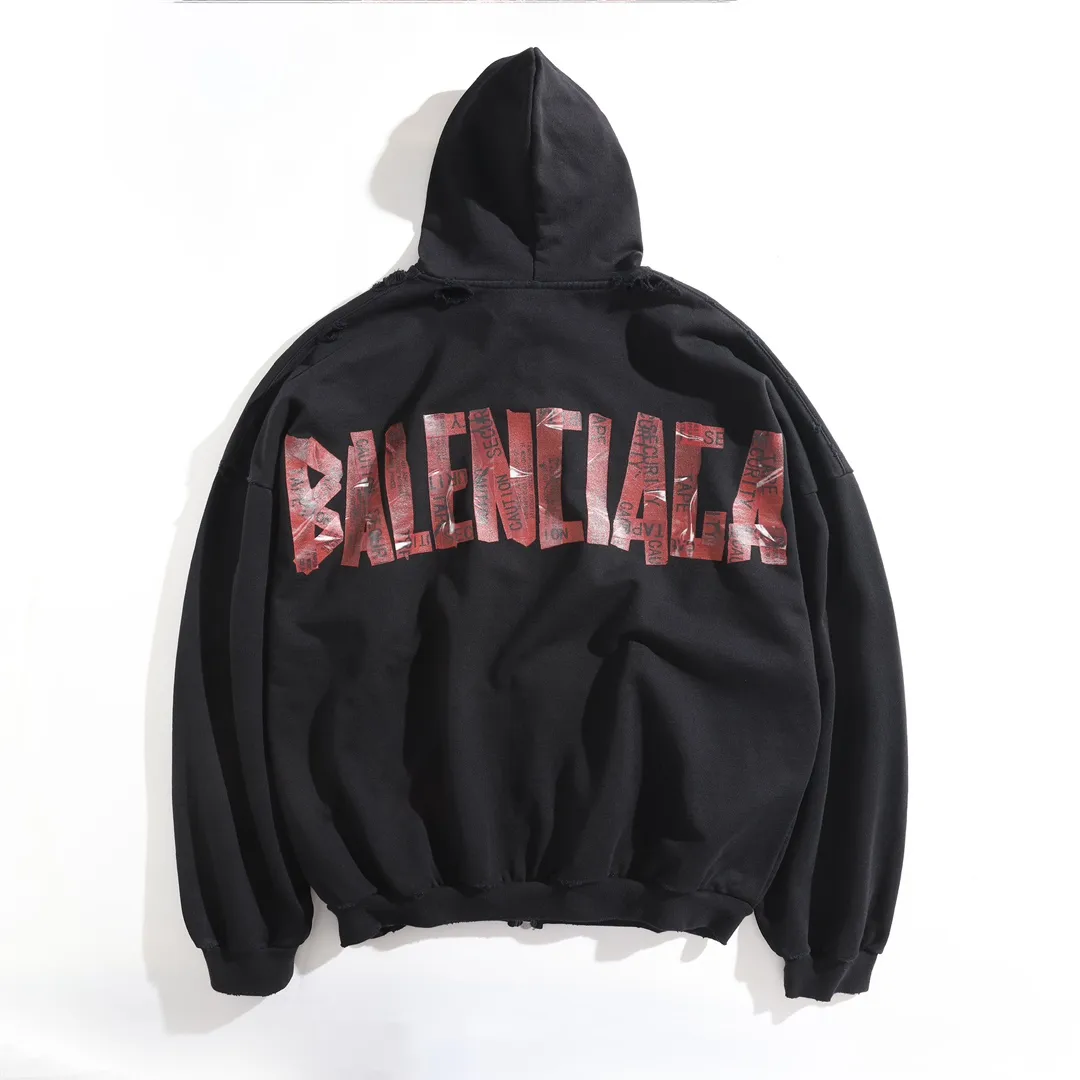 Distressed Tape Logo Zip-Up Hoodie D30922627 — view 10