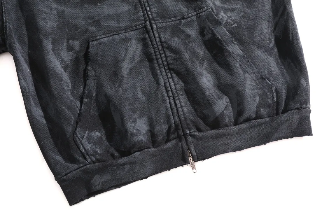 3B Logo Embroidered Mud-Wash Zip-Up Hoodie D31922633 — view 15
