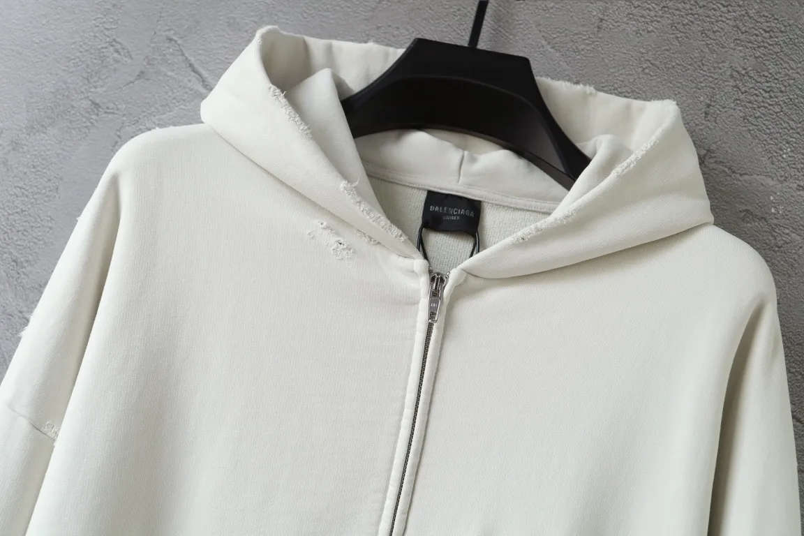 Distressed Logo-Embroidered Zip-Up Hoodie D29922634 — view 5