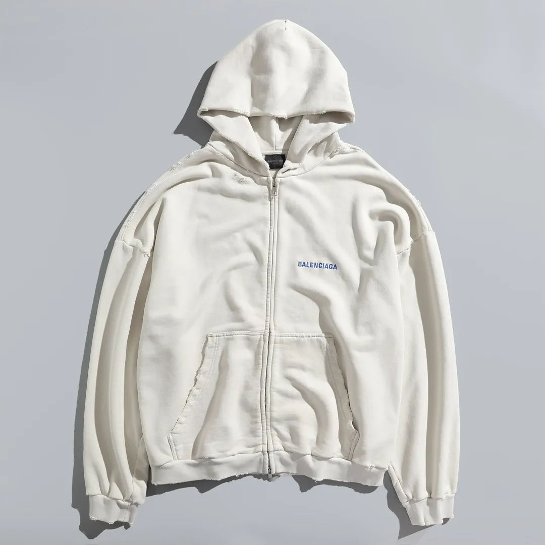Distressed Logo-Embroidered Zip-Up Hoodie D29922634 — view 10