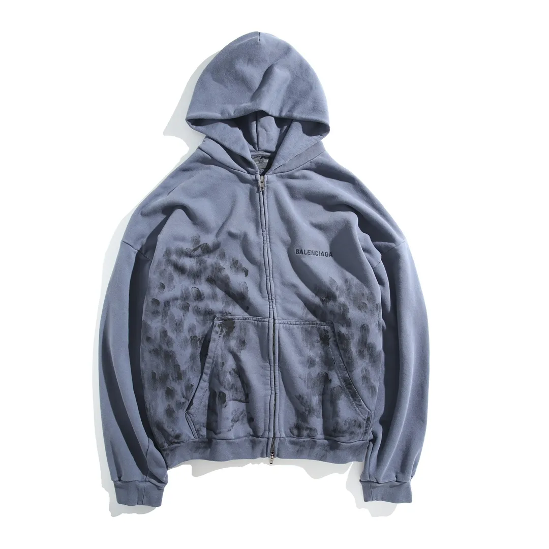Logo Embroidered Distressed Zip-Up Hoodie D30922636 — view 10