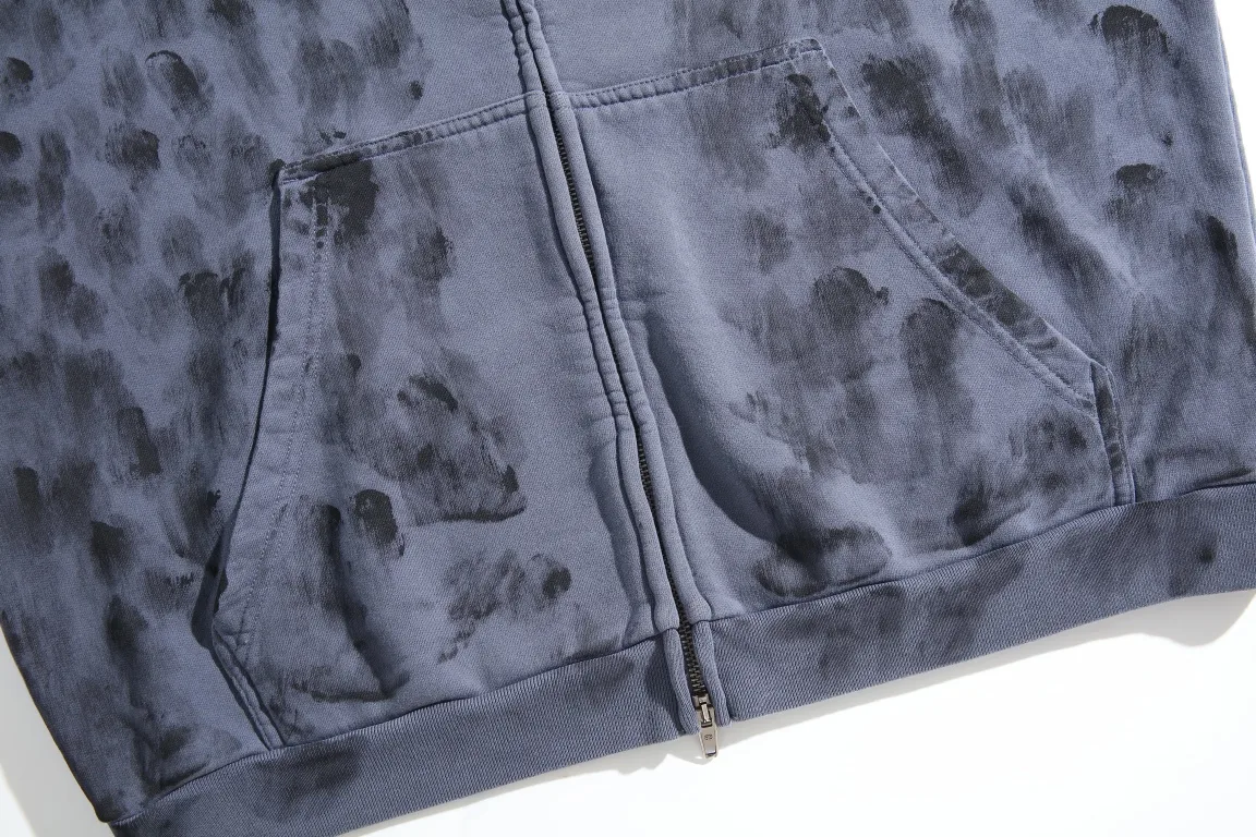 Logo Embroidered Distressed Zip-Up Hoodie D30922636 — view 13