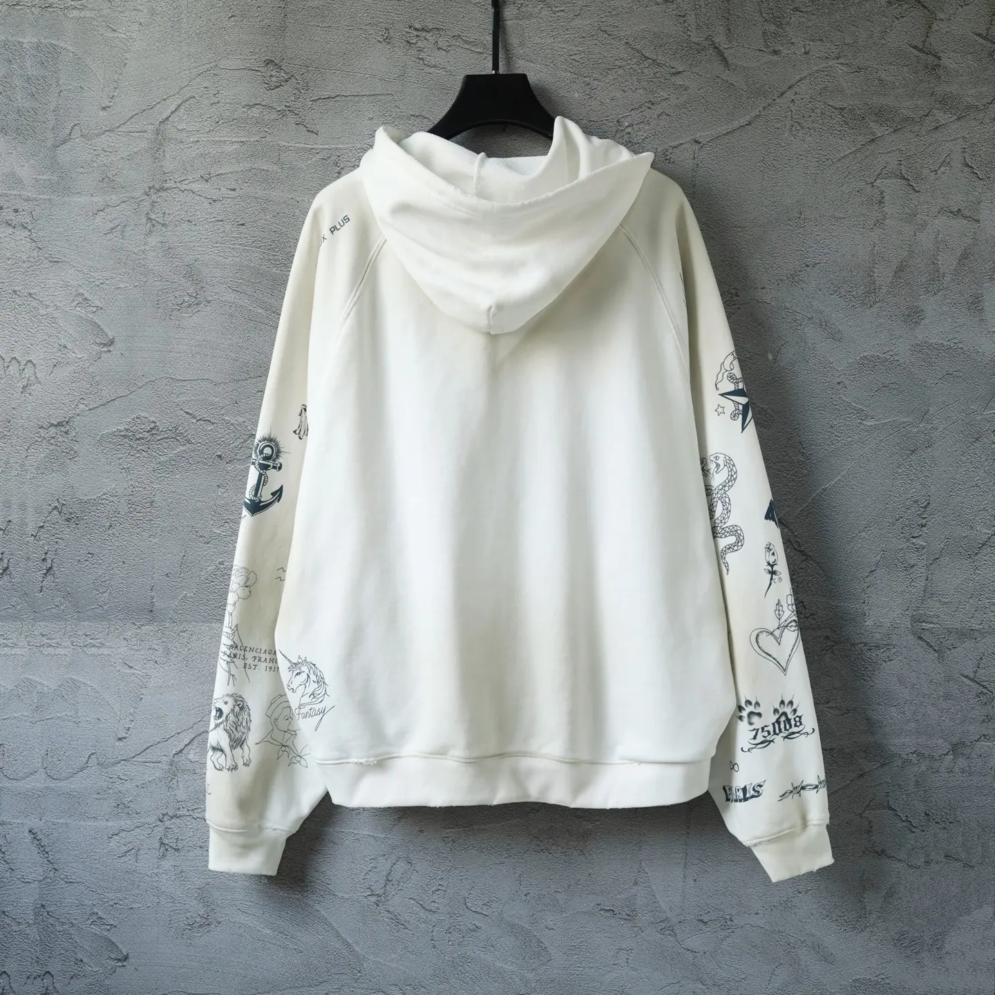 Graphic Print Distressed Zip-Up Hoodie D31920070 — view 2