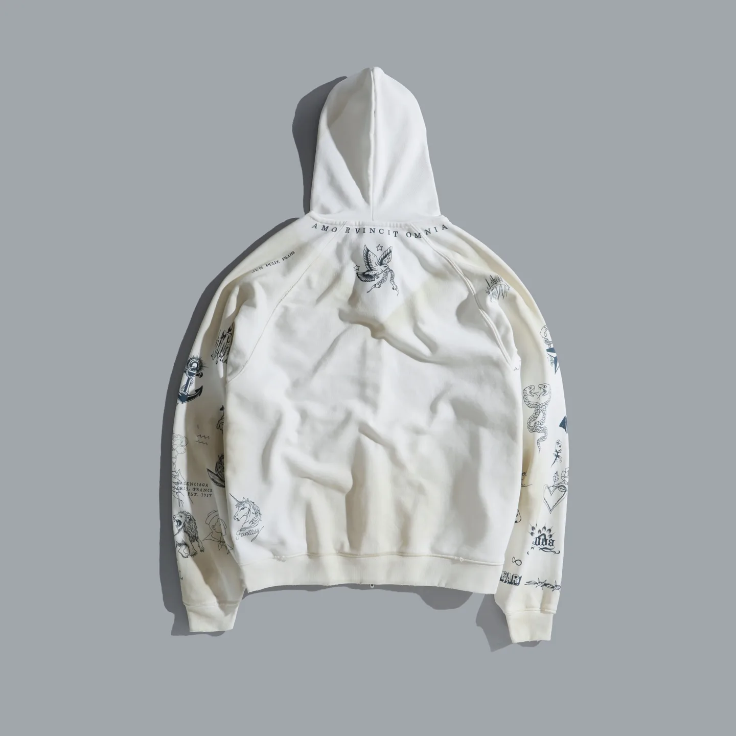 Graphic Print Distressed Zip-Up Hoodie D31920070 — view 11
