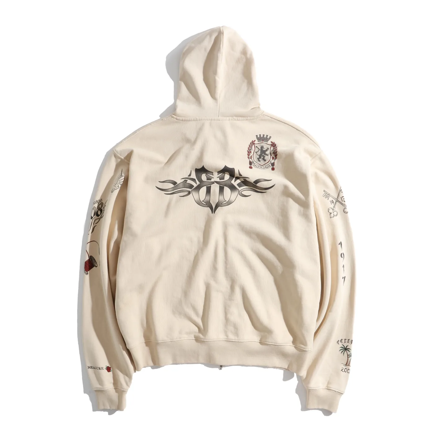 Graffiti Print Zip-Up Hoodie D31922607 — view 2