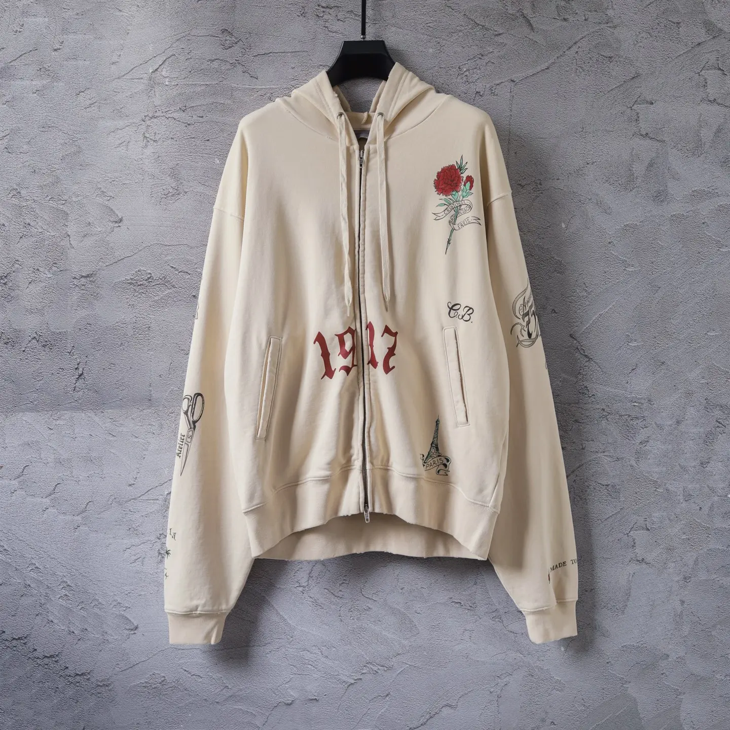 Graffiti Print Zip-Up Hoodie D31922607 — view 10