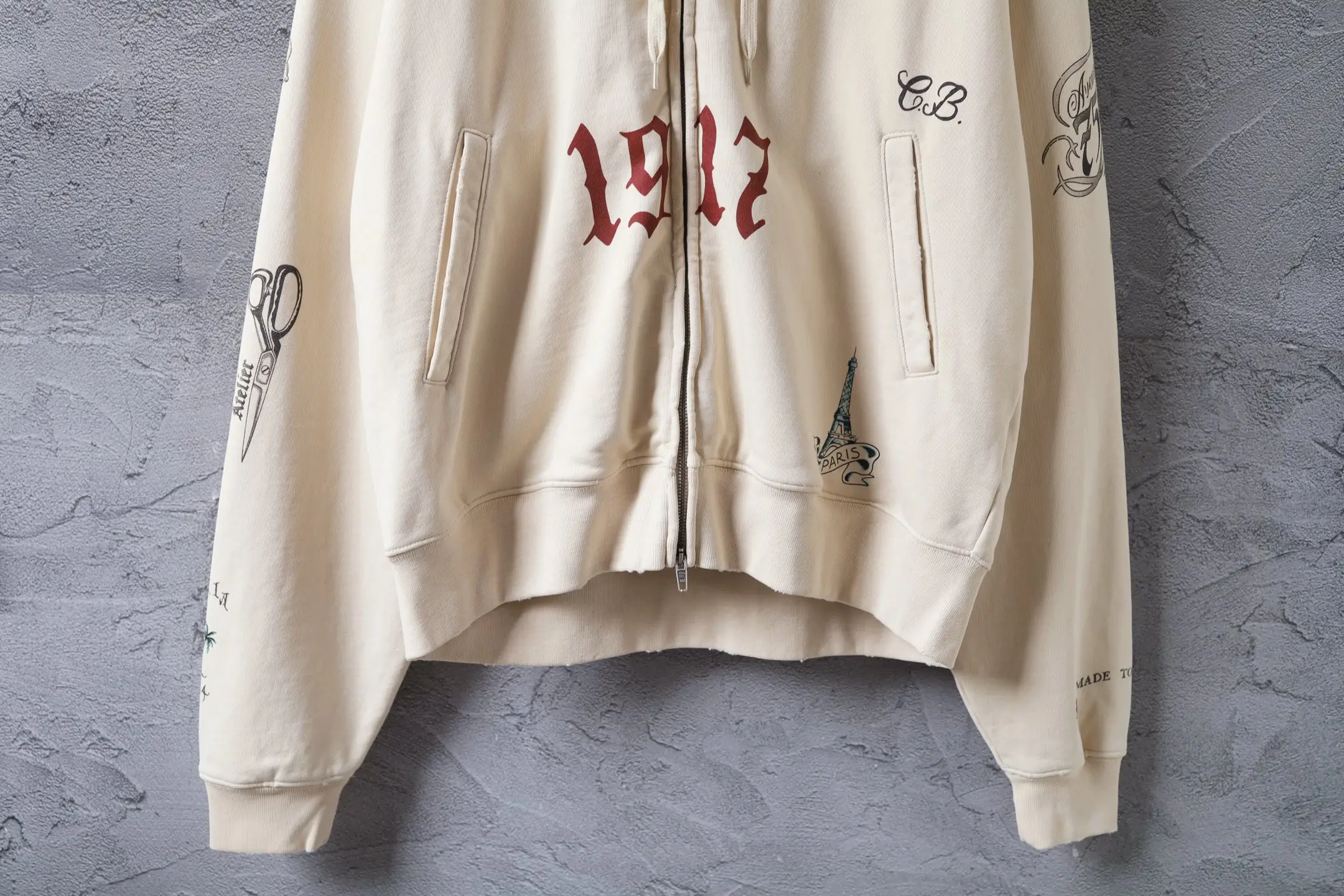 Graffiti Print Zip-Up Hoodie D31922607 — view 13