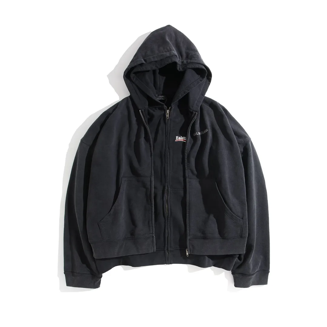 Logo-Embroidered Layered Zip-Up Hoodie D49922571