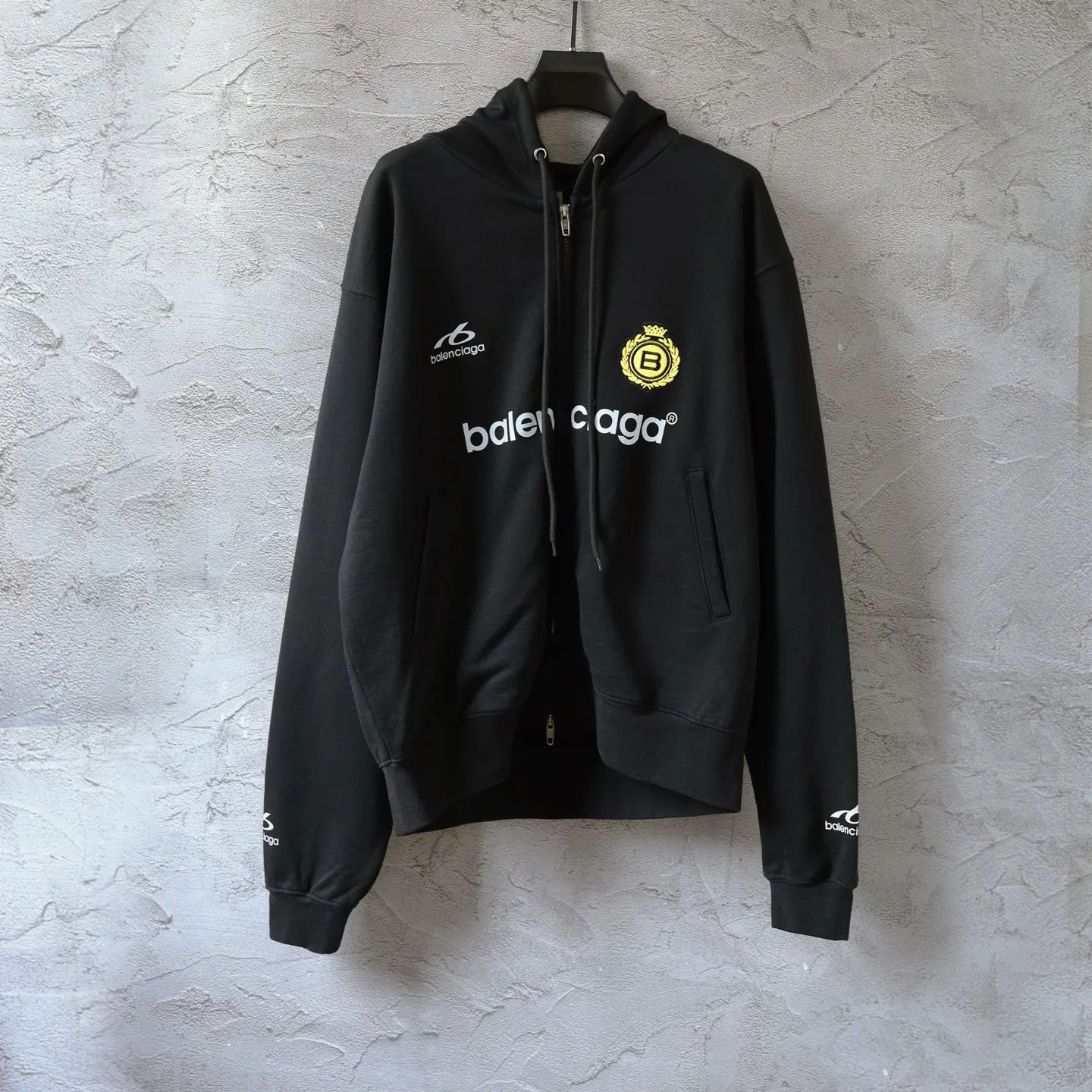 Logo Print Zip-Up Jersey Hoodie D29922605