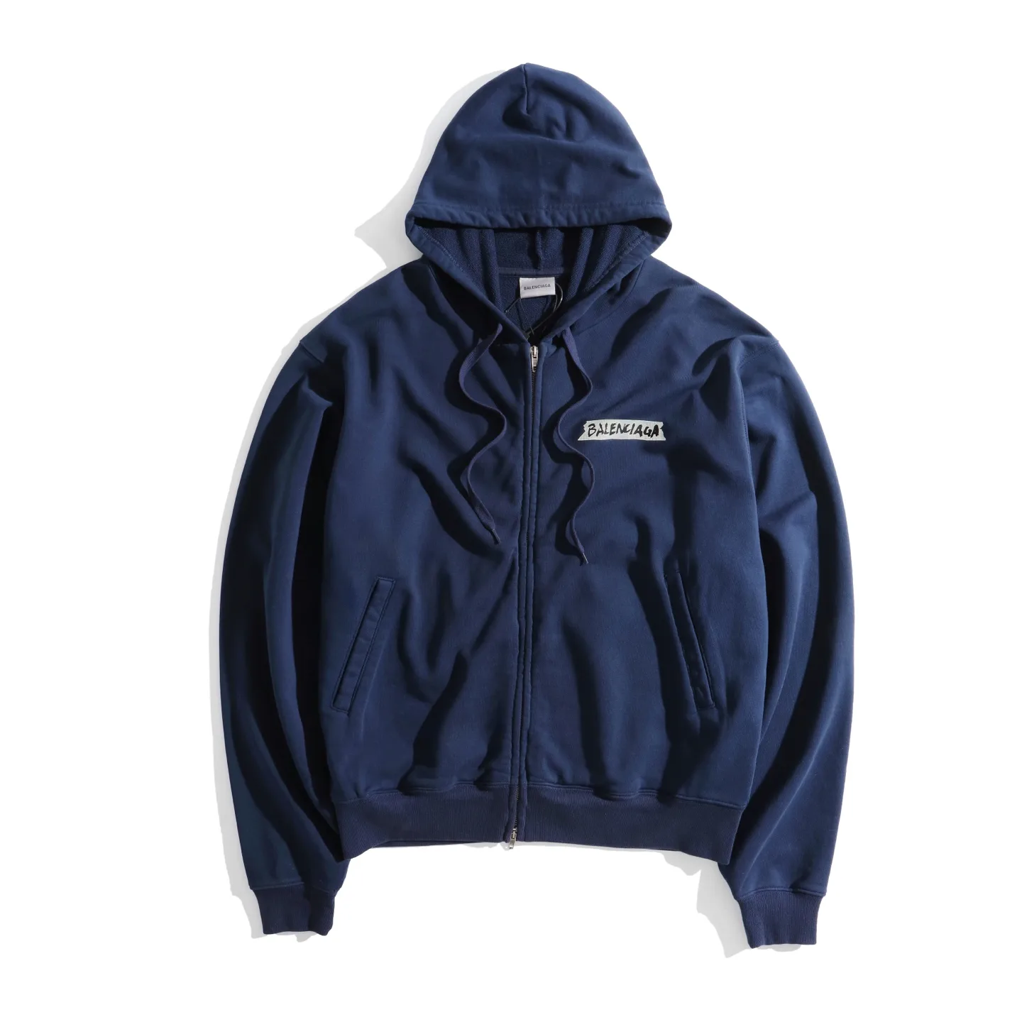Tape Logo Zip-Up Cotton Hoodie D29922608