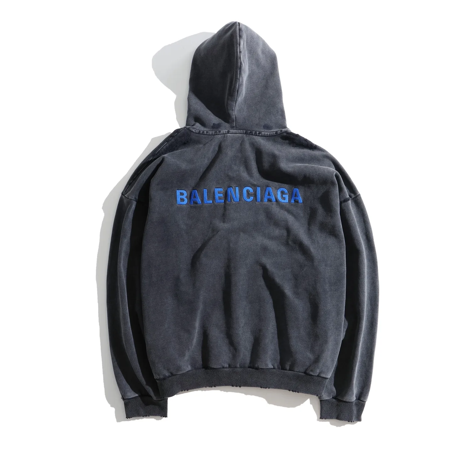Logo Embroidered Distressed Zip-Up Hoodie D31920069 — view 2