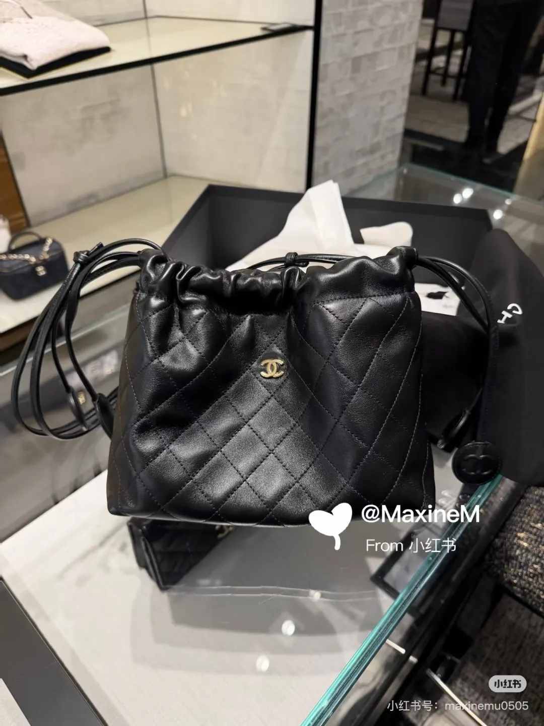 Chanel Quilted Leather Drawstring Bucket Bag D34018233 — view 6